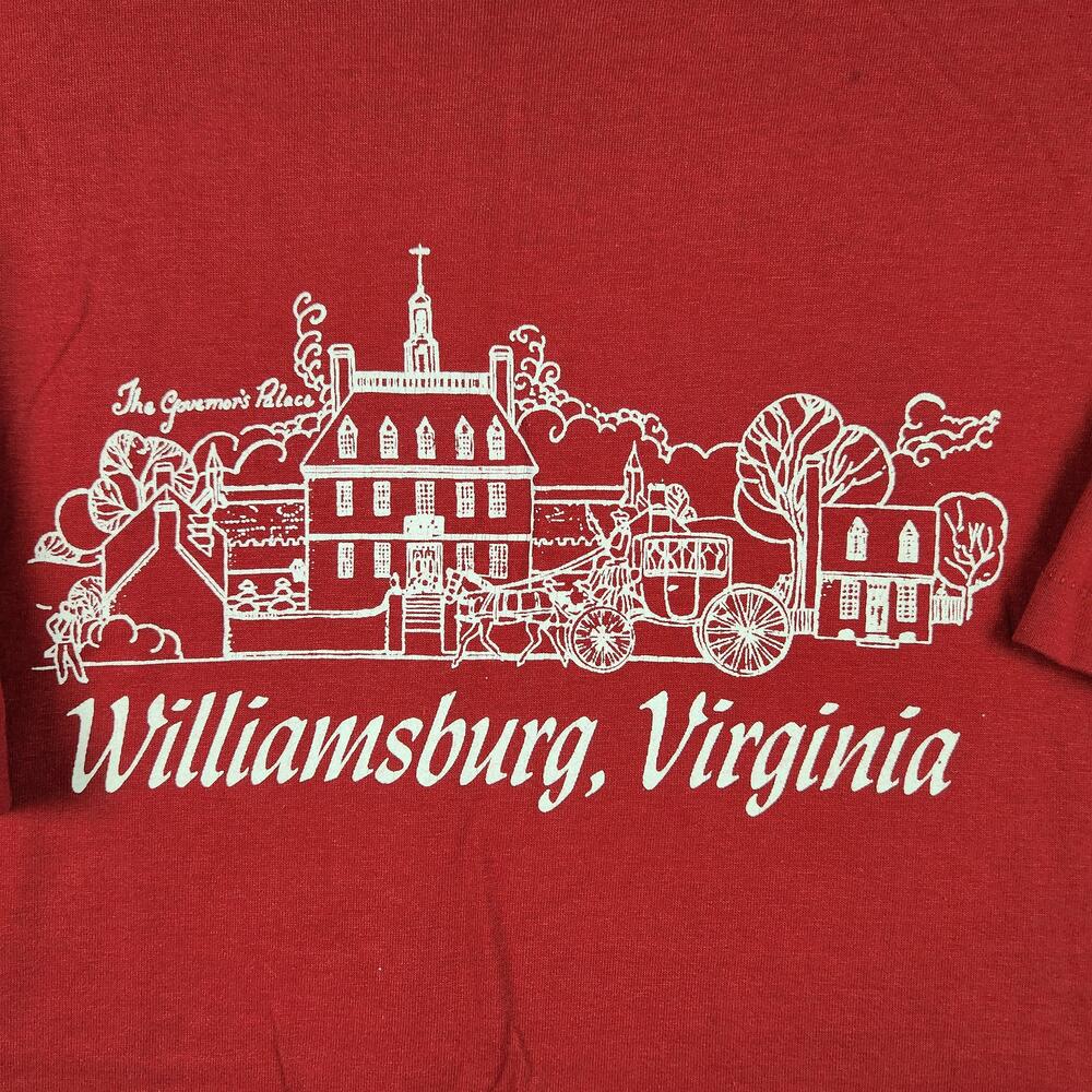 Williamsburg Virginia Shirt Mens Large Red Governors Place Graphic Tourist 80s